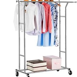 Double Rail Garment Racks Clothes Racks Commercial Grade Height Adjustable Heavy Duty Clothing Racks for Boutiques And Homes Excellent Condition