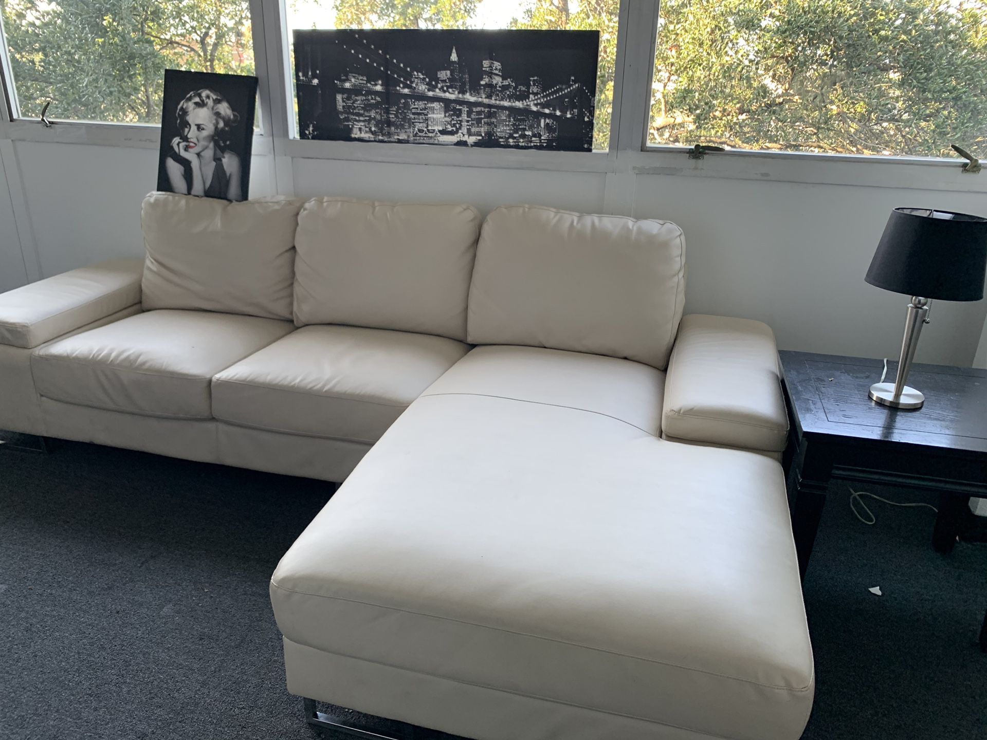 White leather couch +