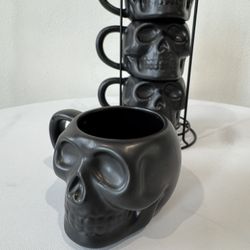 Skull Mug Set (4 pcs + stand)