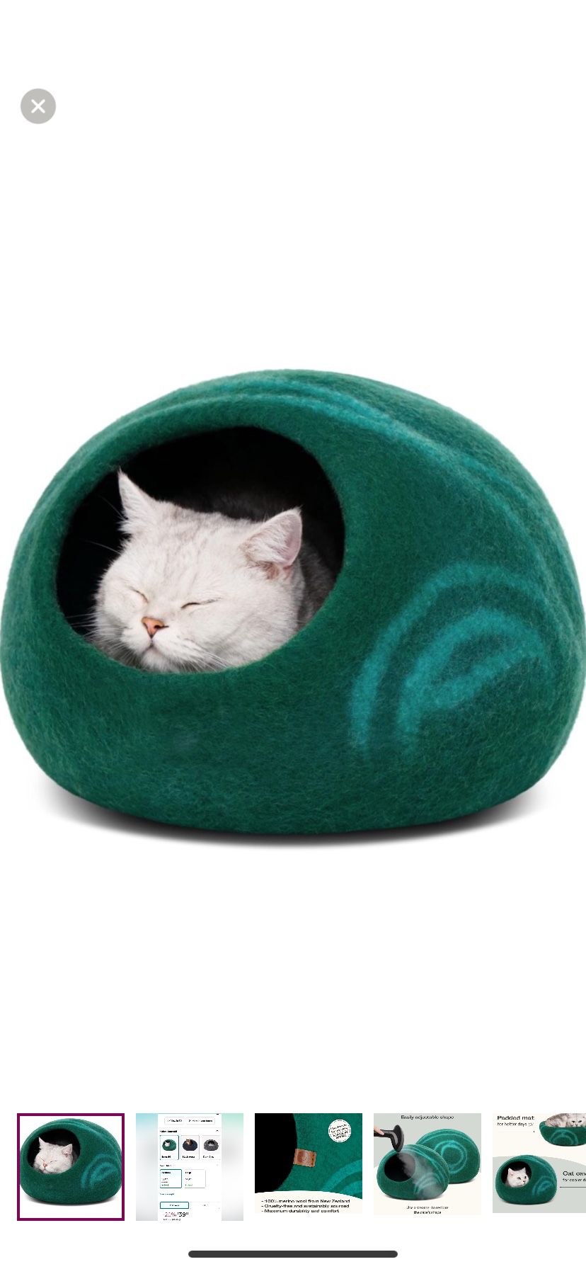 MEOWFIA Premium Felt Cat Bed Cave - Handmade 100% Merino Wool Bed for Cats
