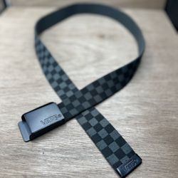 Vans Web Belt  Checkered Gray Black Mens OSFM Bottle Opener 
