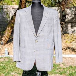 STAINED The Clothier Gray VTG Glen Check 42S Colombia 2-Button Suit Coat Jacket