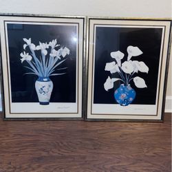 2 Beautiful  Flowers Pictures Framed 