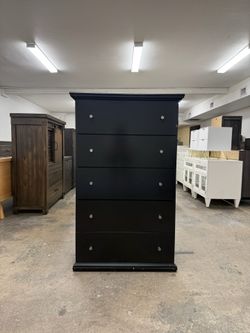 Tall Black 5 Drawer Dresser