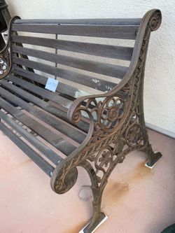 Metal & Wood Slat Bench