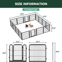 FXW Rollick Dog Playpen, Indoor, Yard & RV Camping, 24" H, 16 Panels Easy setup, Heavy-duty, DIY layouts, Walk-through gate, for Puppies & Small Dogs,