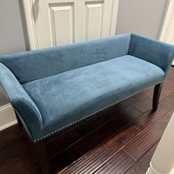 Teal Velvet Accent Bench