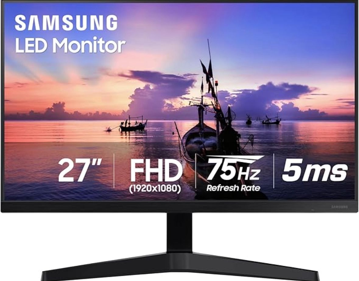 Samsung 27' T35F Series FHD 1080p Computer Monitor, 75Hz, IPS Panel, HDMI, VGA (D-Sub), AMD FreeSync, Wall Mountable, Game Mode, 3-Sided Border-Less, 