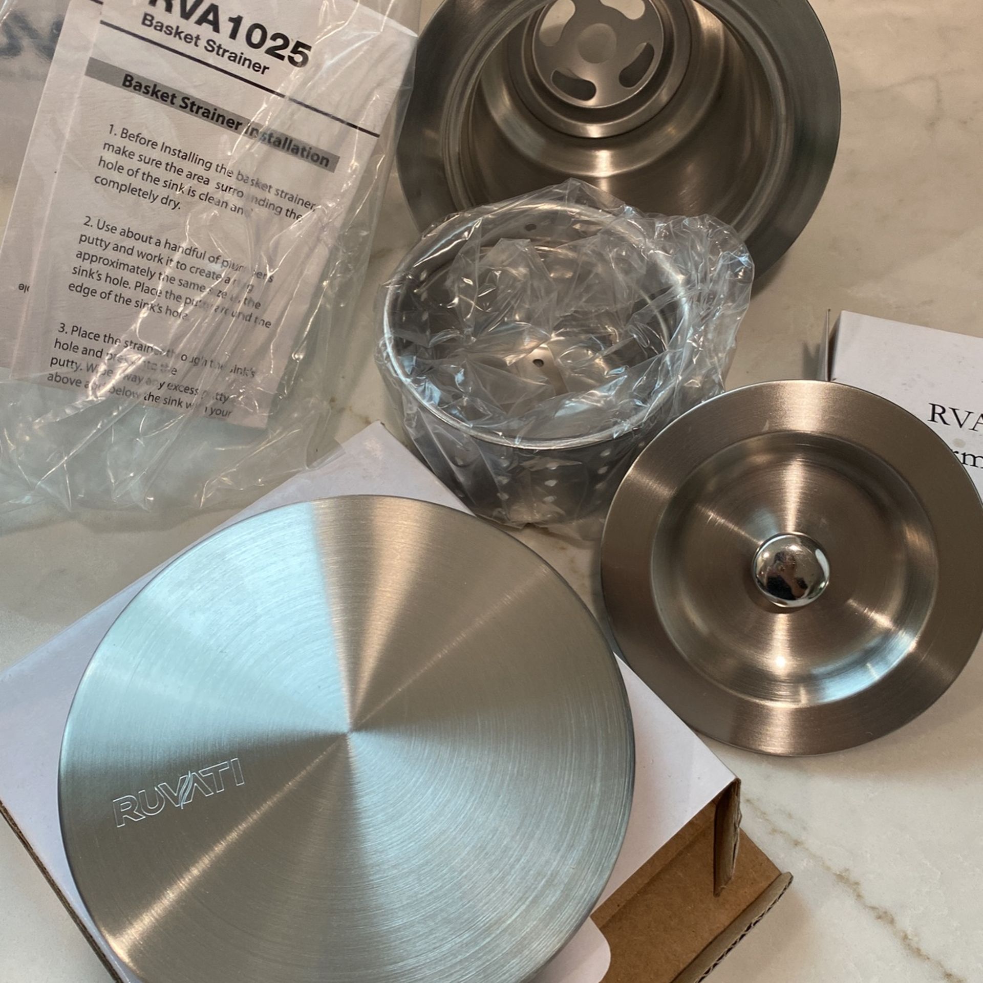 Ruvati Sink Accessories Under mount Clips Drain Basket