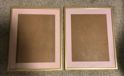 Pair of gold picture frames with non glare glass and 2” mats