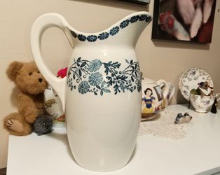 Antique porcelain ironstone water pitcher by Villeroy and Boch. Made in Wallerfangen, in the Saar-Basin of Germany