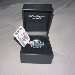 Men's Blue Topaz (5 ct. t.w.) and Diamond Accent Ring in Sterling Silver