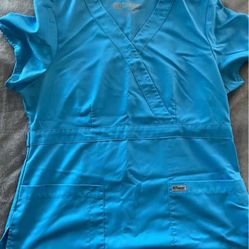 Greys Anatomy Blue Scrub Top