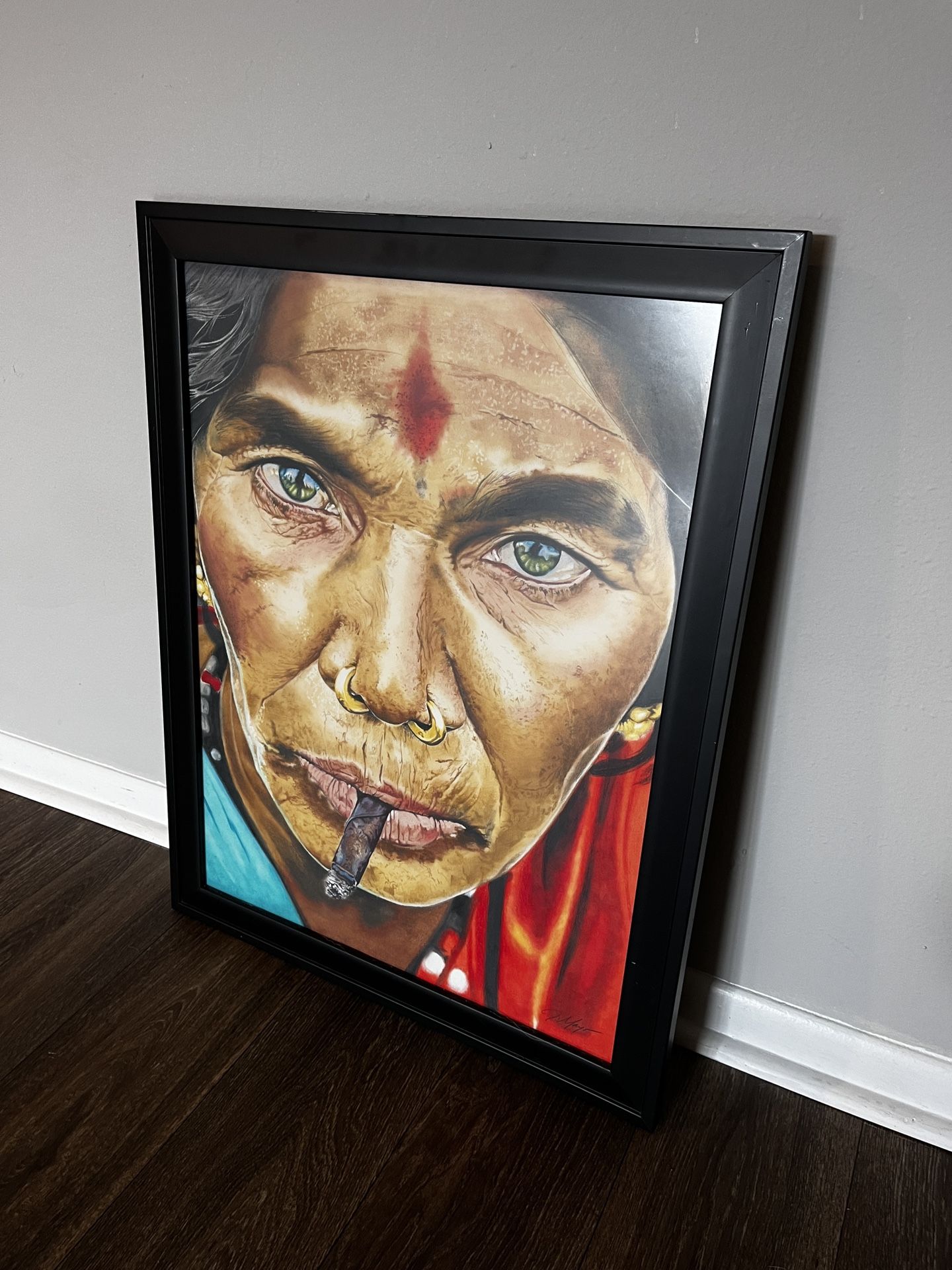 Indian Woman Private Artist Colored Pencil Print( Certificate Included) 