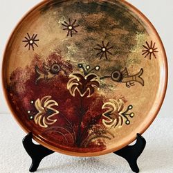 Seminario Urabamba Cusco Peru Clay Pottery-Hand Crafted & Painted Plate/Trivet/Decor- Marked-10.5"