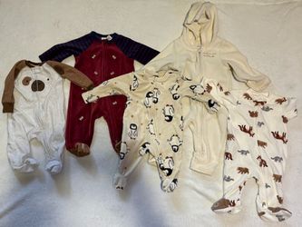 (5) Size 3 warm baby pjs