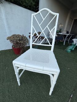 Vintage bamboo Chippendale chair white