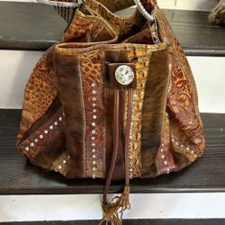 Western Swarovski Crystal Fur & Reptile Bucket Bag – Rare Raviani Y2K