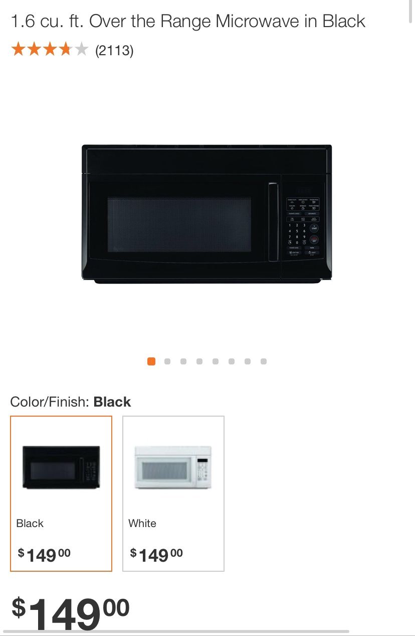 1.6 cu. ft. Over the Range Microwave in Black