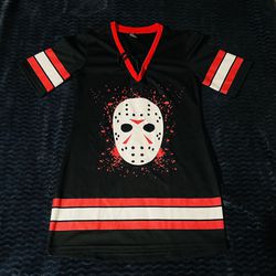 Friday the 13th Jason Voorhees Women XL Black Hockey Jersey Dress Mask
