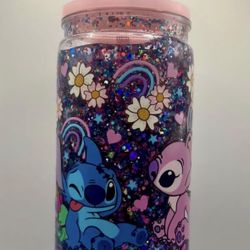 Stitch And Angel Snow Globe Tumbler