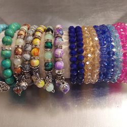 LOT'S OF CRYSTAL BRACELET SET,  5 NATURAL STONES & 2 TURQUOISE BRACELET ALL FOR $100 OR BUY EACH $15 ( PLEASE READ THE DESCRIPTION!!)