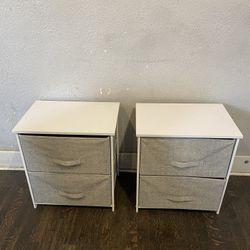 Side Nightstand Table, 2 Removable Drawers -