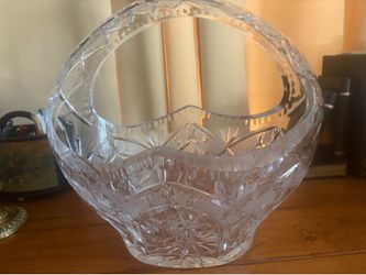 Vintage Large Lead Crystal Glass Basket - Pristine Condition