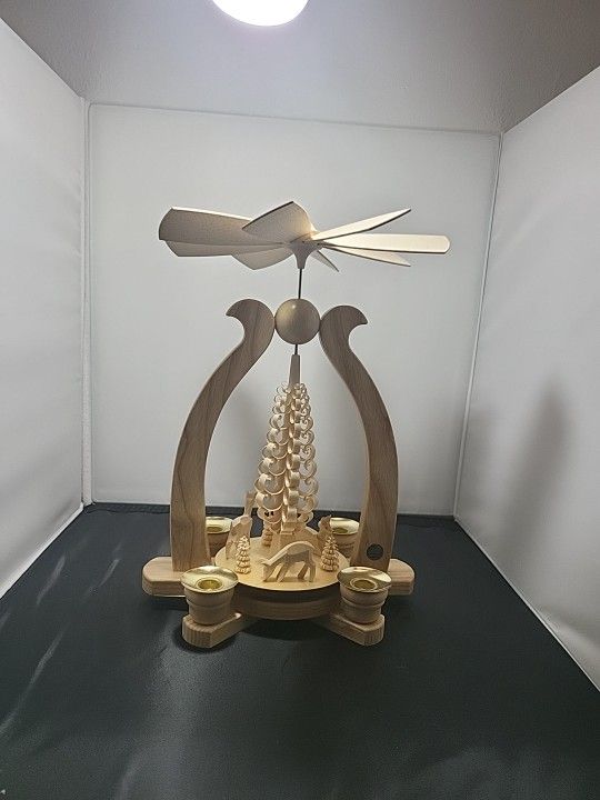 Müller German Christmas Pyramid Candle Holder - Handmade Wood - Woodland Scene