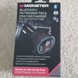 Monster Bluetooth FM Transmitter & 20W  Car Charger