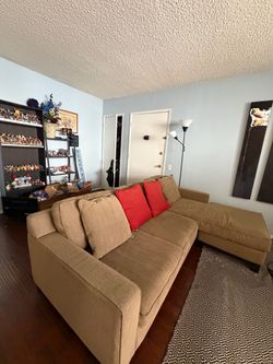 L shaped sofa - brown