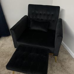 Black Velvet Accent Chair 