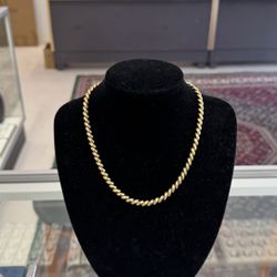 14k Yellow Gold Macaroni Chain 31.6g - 17”