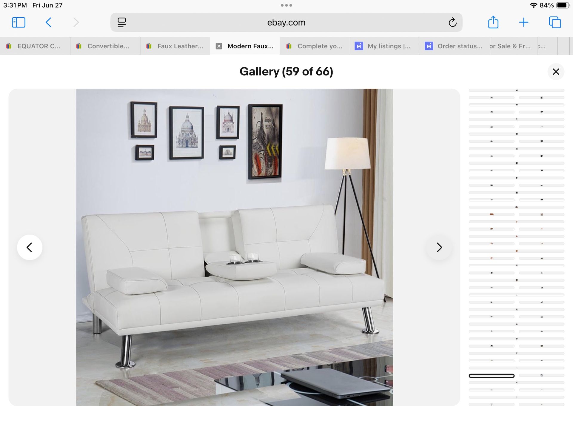 White Modern Faux Leather Futon Sofa Bed Recliner Couch W/ Cup Holder