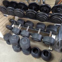 Vintage Weider Billard Barbell And Tribar Dumbbells
