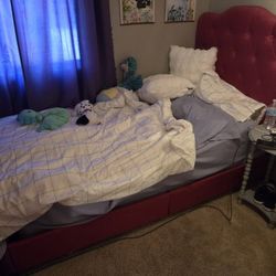 Tufted Pink Bed Frame Twin Size