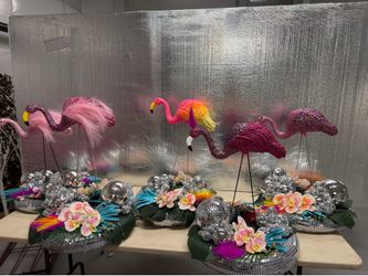 5 Flamingo/Disco Ball Centerpieces