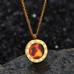 Gold Roman Numerals Pendant Necklaces For Women