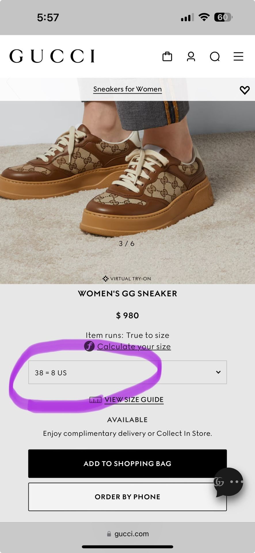 GUCCI WOMEN'S GG SNEAKE