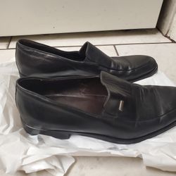 Bruno Magli Black Leather Loafers Slip On Shoes Men Size 10.5 Made In Italy 