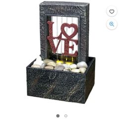 Raining Love Led Small Table Fountain with river rocks