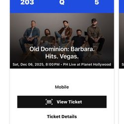 12/6 2 Old Dominion Tickets 