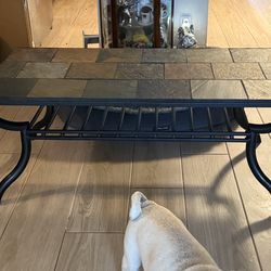Coffee table metal and slate