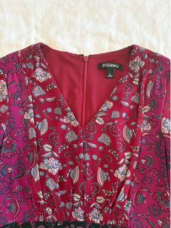 Vestido Roz&Ali Talla 4 Midi Floral Patchwork – Impecable / Un Solo Uso