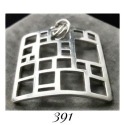 1.8" x 1.5" Handcrafted Solid Sterling Silver Modernist Goemetric Pendant