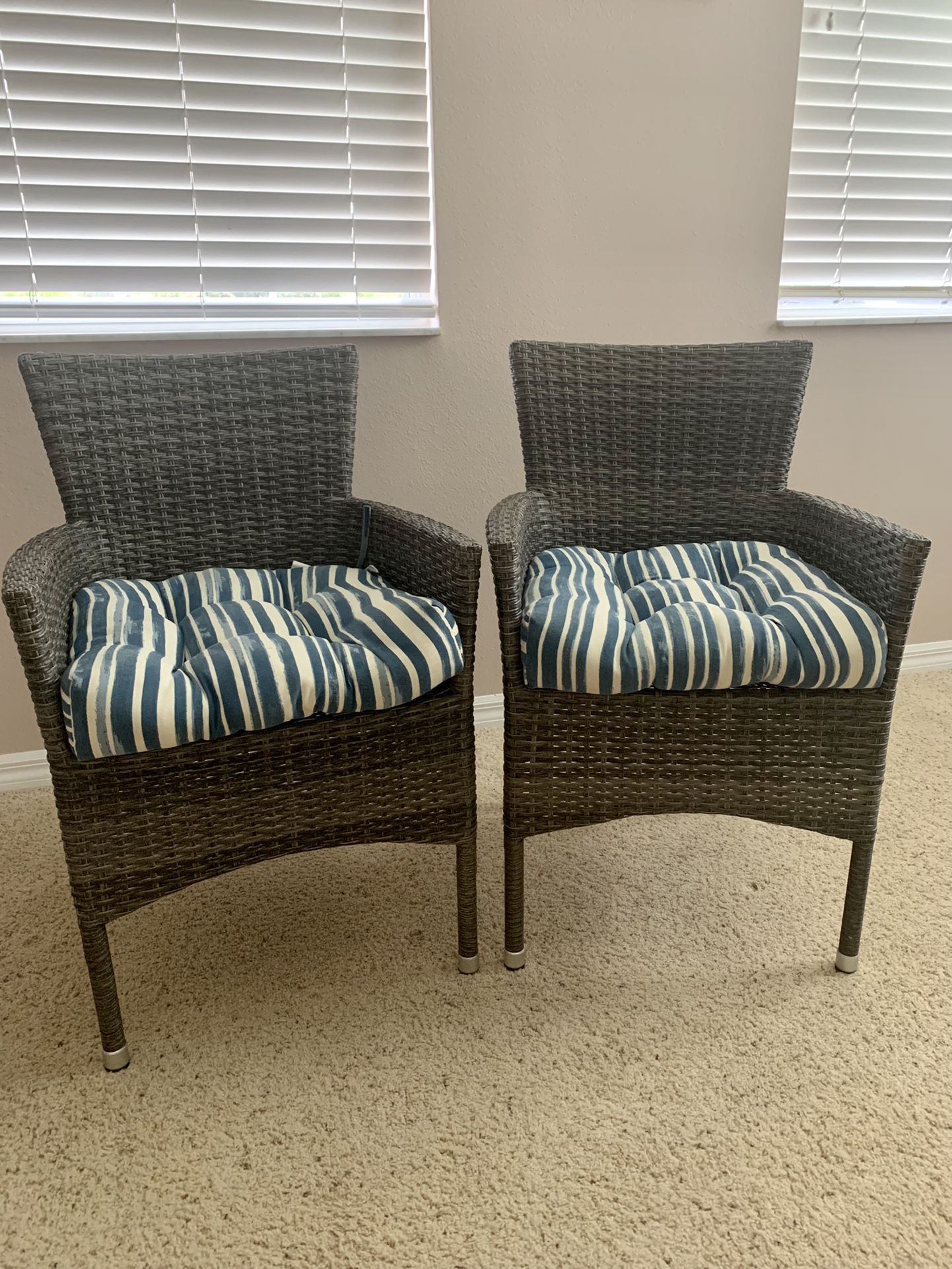 Nautica Set of 2 Wicker Patio Chairs with Cushions