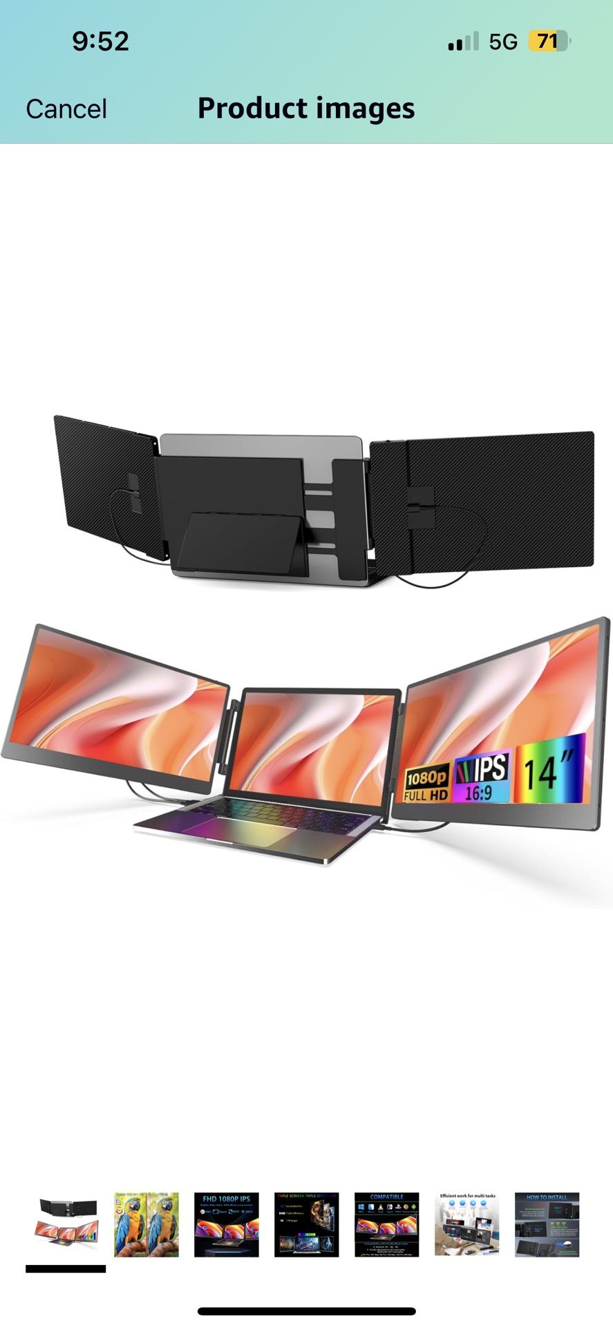 Triple Laptop Screen Extender Portable Monitor: 14