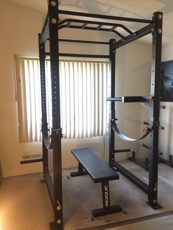 Using Rogue Power Rack ROGUE POWER RACK WITH BENCH (lightly used) almost new for Sale in ...