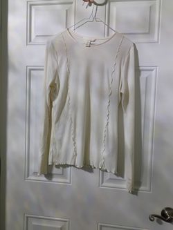 H&M Cream Ribbed Long Sleeve Top