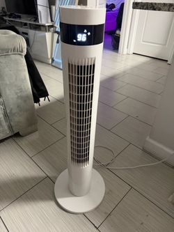 White Tower Fan with Digital Display